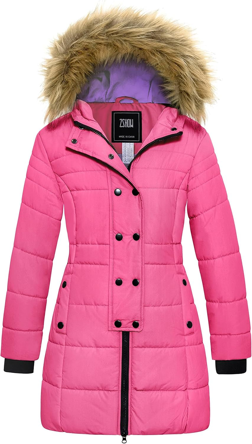 Girls' Waterproof Long Winter Parka Puffer Jacket