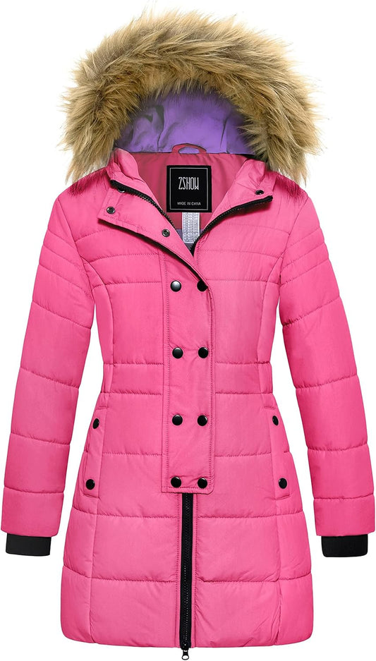 Girls' Waterproof Long Winter Parka Puffer Jacket