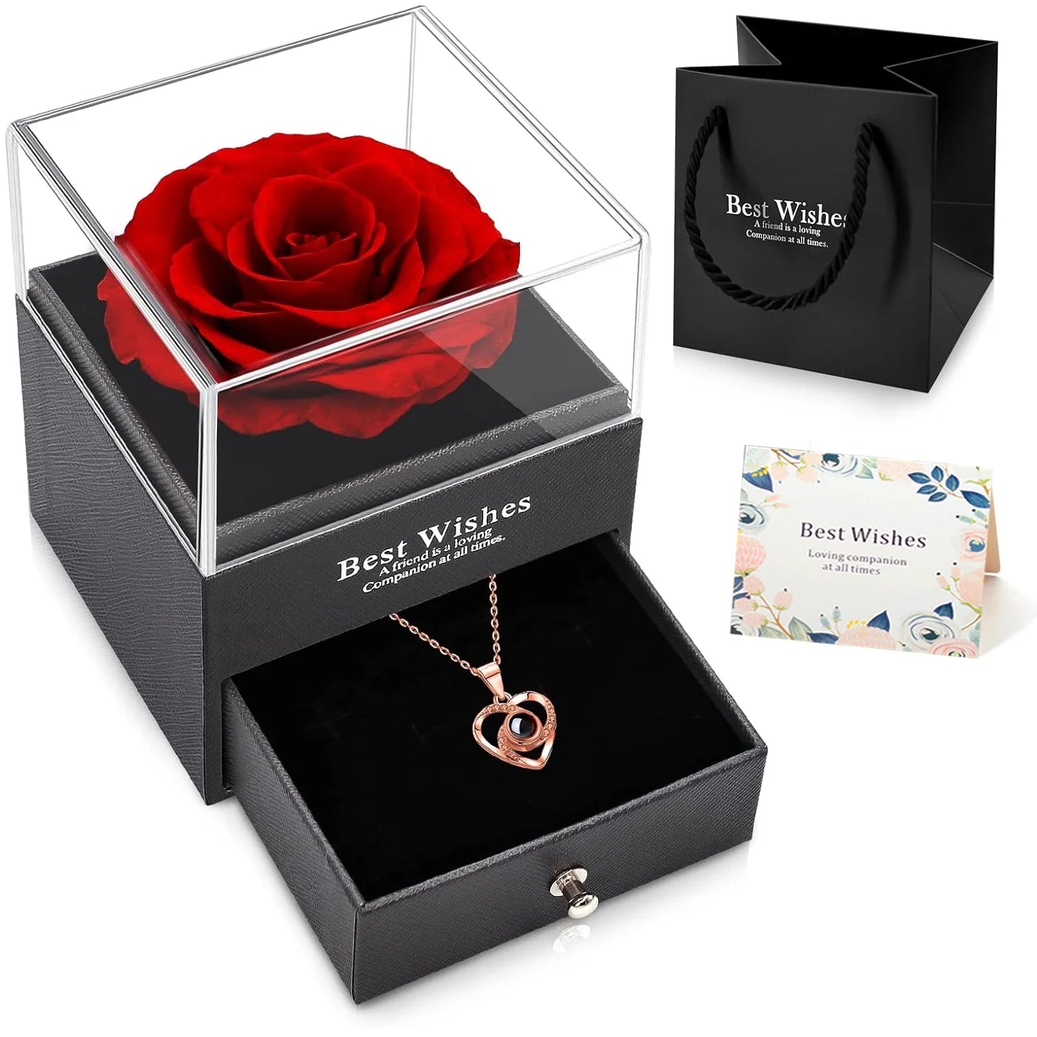 Eternal Rose I Love You Necklace Red Rose Necklace